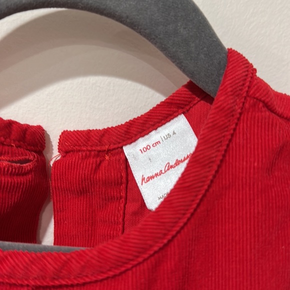 • Hanna Andersson • Corduroy Tiered Swing Short Sleeve Dress Red 4 - Picture 3 of 4